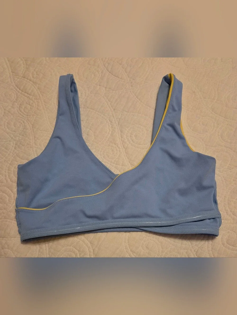 Fabletics Light Blue and Yellow Reversible Sports Bralette. Size XS
